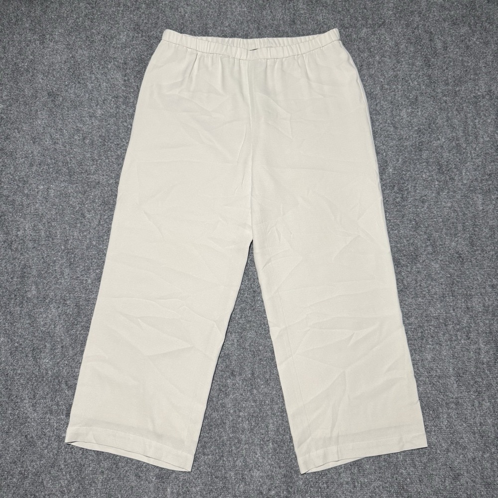 Eileen Fisher Women Small Cream 100% Silk Pants Lightweight Quiet Luxury Minimal